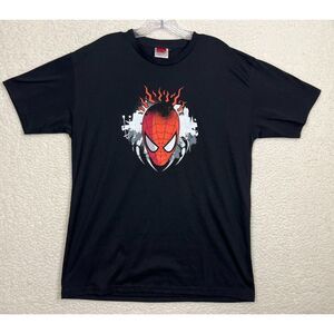 Spiderman Shirt Mens Large Marvel Tingling Spidey Sense Black‎ Logo Soft